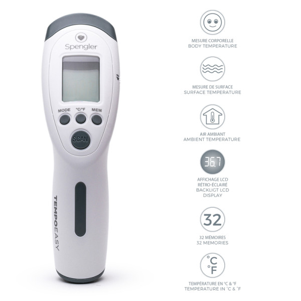 Thermomètre sans contact Tempo Easy - Gris - Spengler