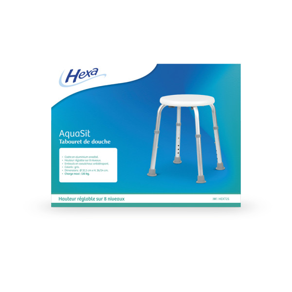 Tabouret de douche AquaSit - Réglable - Blanc