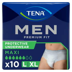 TENA Men Premium Fit Maxi – Taille L/XL Sous-vêtements absorbants X10