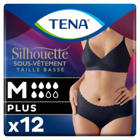 TENA Silhouette Plus Noir Taille basse M Sous-vêtements absorbants X12