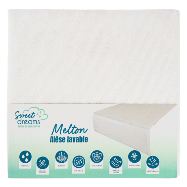 Alèse réutilisable MELTON avec rabat - 60 x 90 cm 