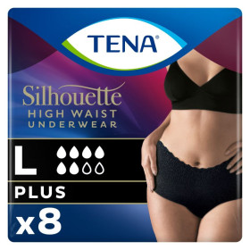 TENA Silhouette Plus Noir Taille Haute L Sous-vêtements absorbants X8