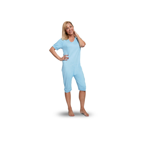 Grenouillère Manches Courtes en Jersey Bleu Ciel - Taille 1