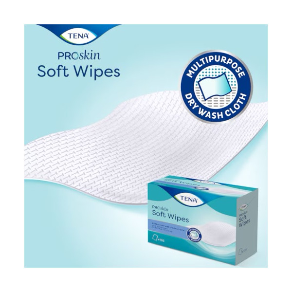 TENA Soft Wipe ProSkin - Lingettes sèches 19x30 cm - X135