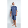 Grenouillère Manches Courtes en Interlock Marine - Taille 1