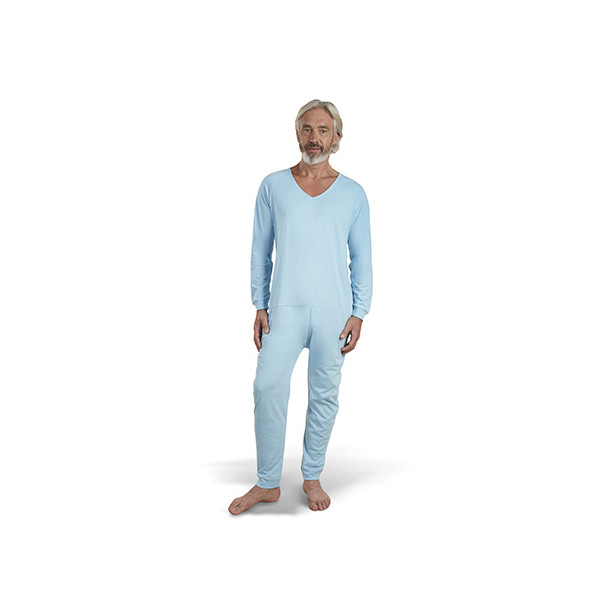 Grenouillère Manches Longues en Jersey Bleu Ciel - Taille 1