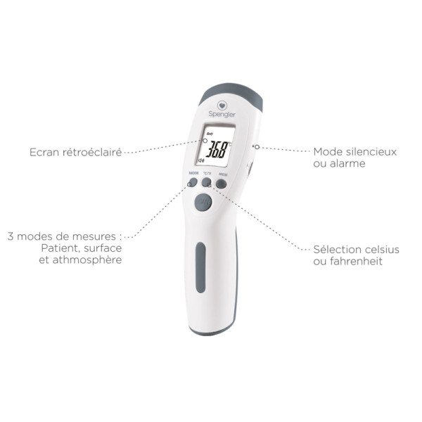 Thermomètre sans contact Tempo Easy - Gris - Spengler