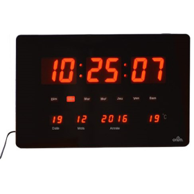 Horloge calendrier à LED rouge