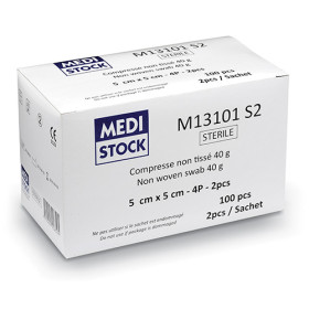 COMPRESSES NON TISSEES STERILES - 5 x 5 cm - 4 plis