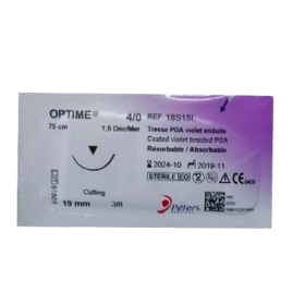 Tresse résorbable Optime® 75cm 4/0 Aig19mm Violet