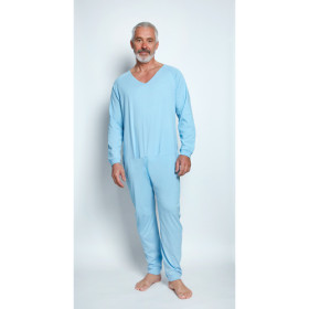 Grenouillère Manches Longues en Jersey Bleu Ciel - Taille 1