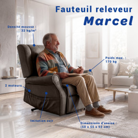 Fauteuil releveur Marcel 2 moteurs - Gris de taupe