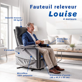 Fauteuil releveur 4 moteurs Louise - Gris