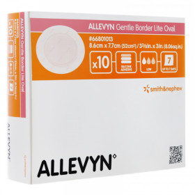 Pansement hydrocellulaire Allevyn Gentle Border Lite Oval 8,6 x 7,7 cm