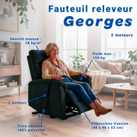 Fauteuil releveur Georges 2 moteurs - Vert de gris