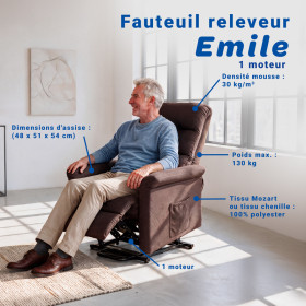 Fauteuil releveur 1 moteur Emile - Café