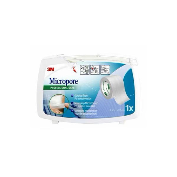 Sparadrap 3M™ Micropore™ avec dévidoir 25 mm x 9,14 m