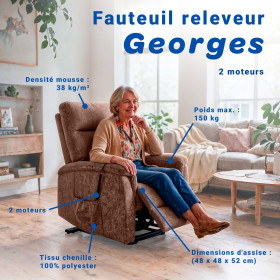 Fauteuil releveur Georges 2 moteurs - Brun