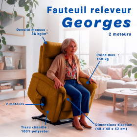 Fauteuil releveur Georges 2 moteurs - Moutarde