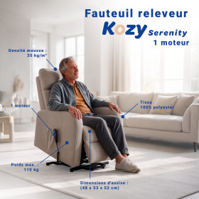 Fauteuil releveur 1 moteur - KOZY SERENITY - Beige